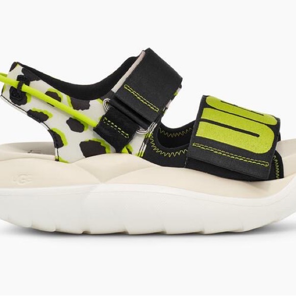 NWT UGG LA Cloud Cheetah Print Flatform Sandal neon Sold Out size 9.5 - Picture 3 of 9